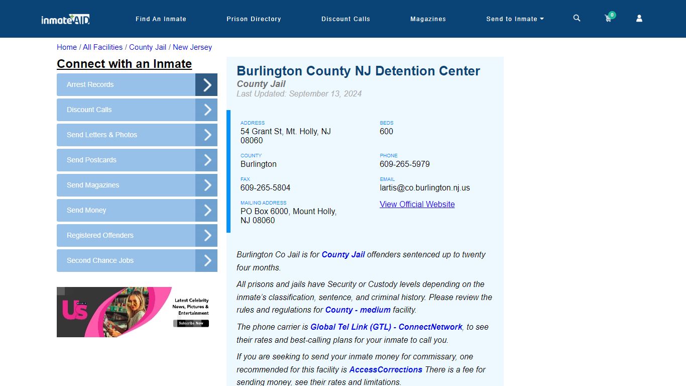 Burlington County NJ Detention Center - Inmate Locator