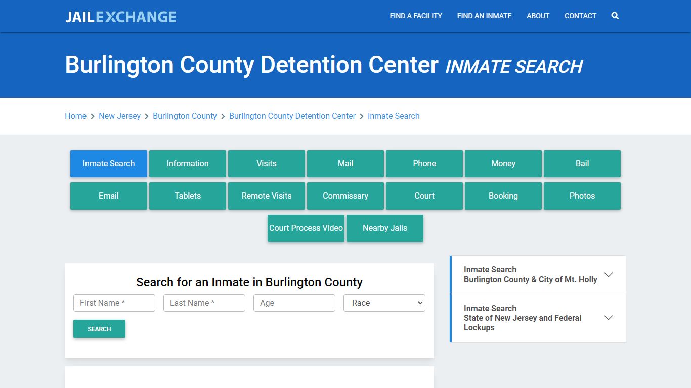 Burlington County Detention Center Inmate Search - Jail Exchange