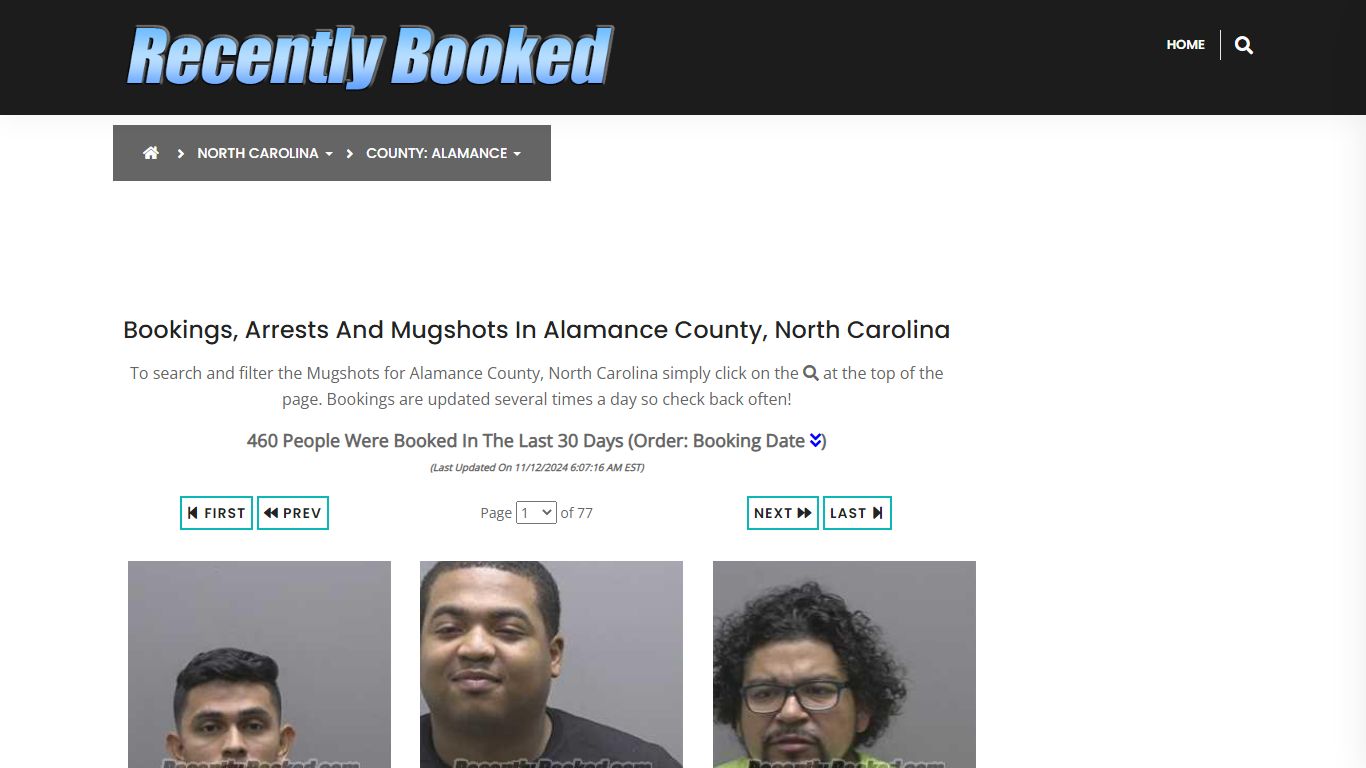 Bookings, Arrests and Mugshots in Alamance County, North Carolina